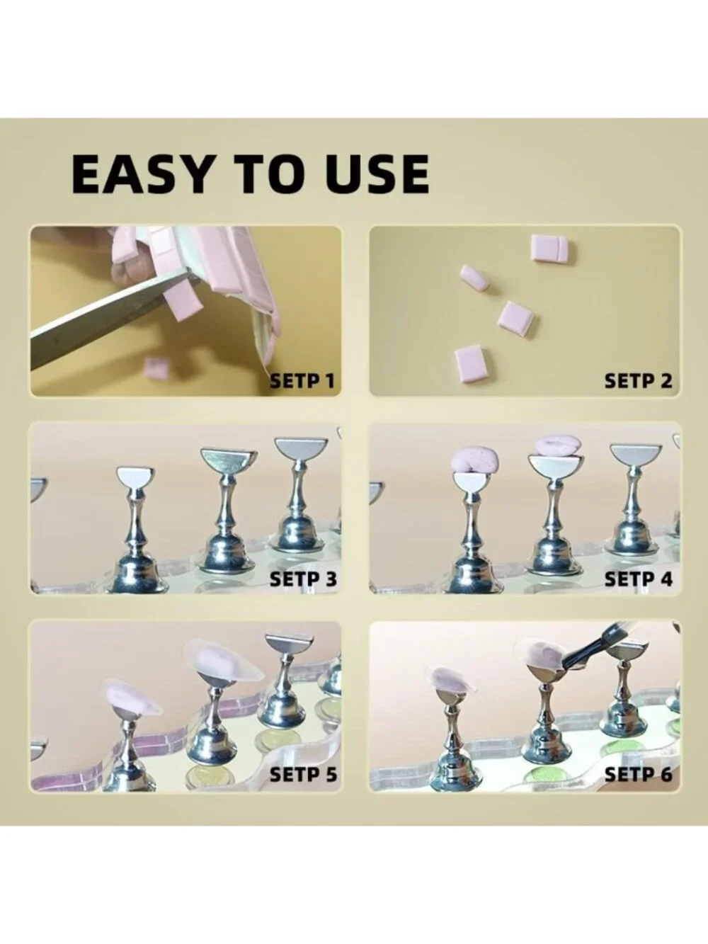 Magnetic Nail Holder Set - 2 Super Stands with 96 Reusable Sticky Putty for Nail